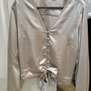 Abercrombie & Fitch Cream Satin Top